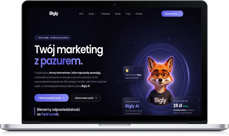 Realizacja Bigly na laptopie
