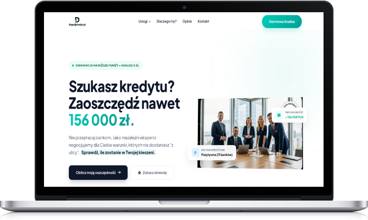Dopnij Kredyt, landing na laptopie