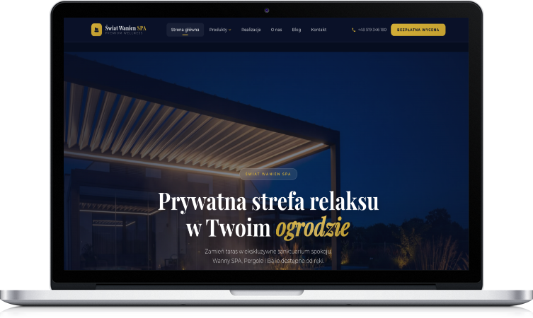 Świat Wanien SPA, sklep na laptopie